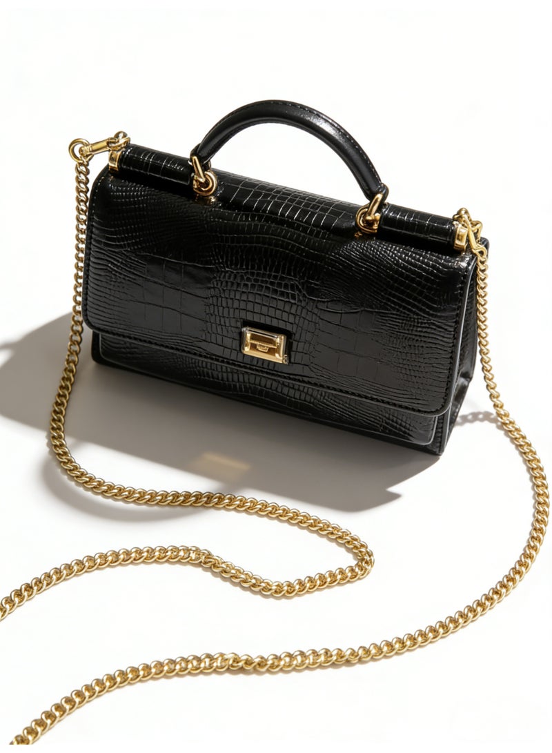 دي آند جي Dolce & Gabbana Dauphine ميني توت حقيبة | D & G علامة مخطوطة حقيبة يد من جلد العجل مع حزام سلاسل قابل للإزالة ، حفلات مسائية رائعة سلاسل فتاة - Image 5